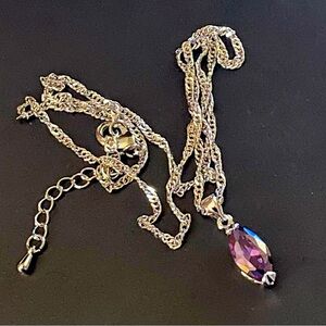Silver Necklace with a Deep Purple Pendant NWOT